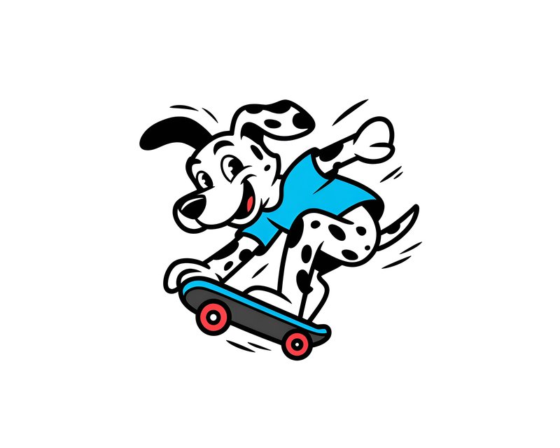 Playful dog skateboarding on a sunny day at a park Premium Stock Image - stock photo