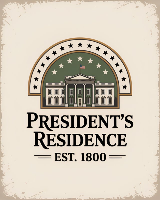 Presidents residence logo with establishment year of 1800 Premium Stock Photo - stock photo