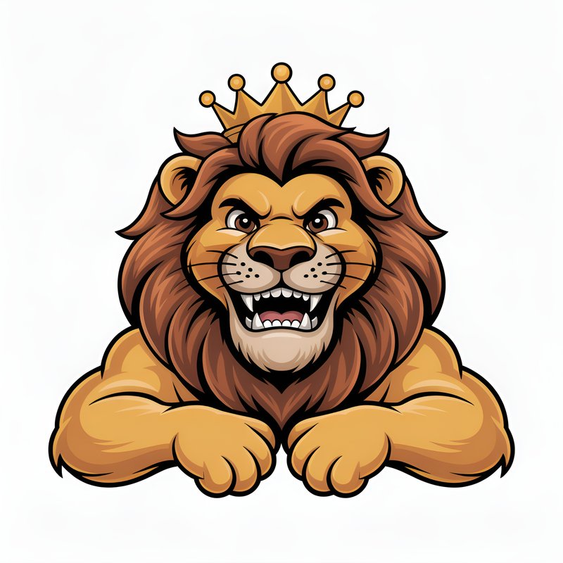 Lion with crown shows strength and power in design Premium Stock Photo - stock photo