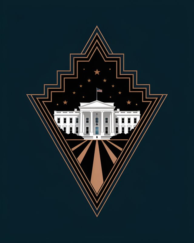 White House stands out in geometric design with stars at night Premium Stock Photo - stock photo