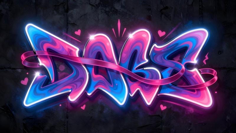 Graffiti art shows the word DAVE in bright colors Premium Stock Image - stock photo
