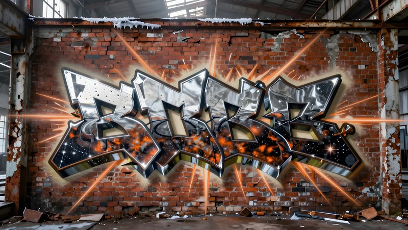 Street art on brick wall in urban setting Premium Stock Image - stock photo