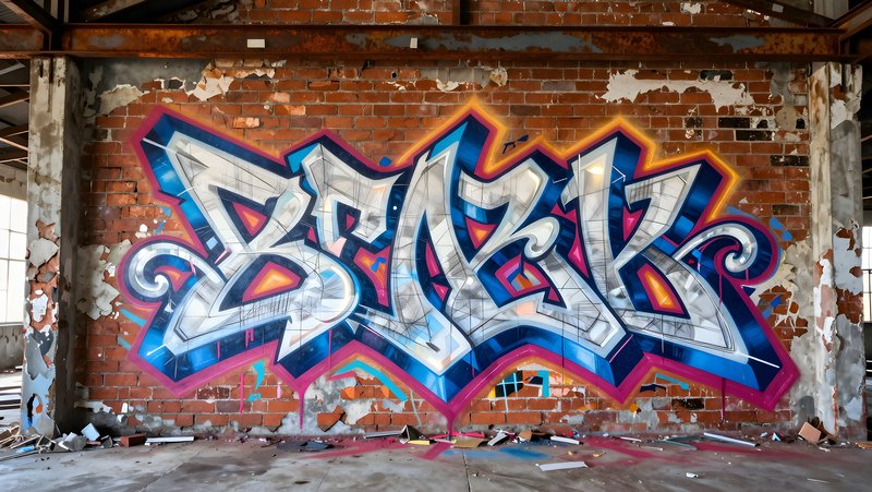Graffiti art on brick wall in abandoned building Premium Stock Photo - stock photo