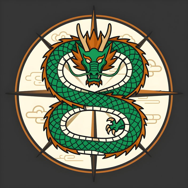 Illustration of a green dragon intertwined in a circle Premium Stock Photo - stock photo