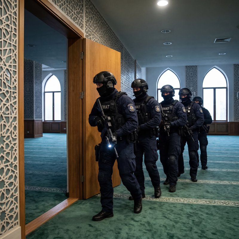 SWAT team enters building during training exercise in city Premium Stock Photo - stock photo