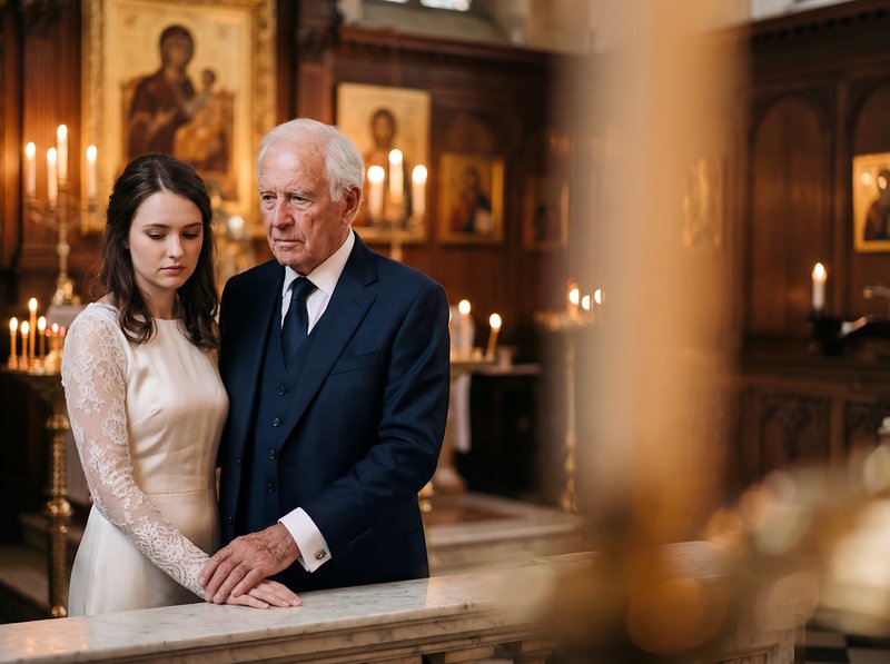 Couple sharing a moment in a church during a ceremony Premium Stock Photo - stock photo
