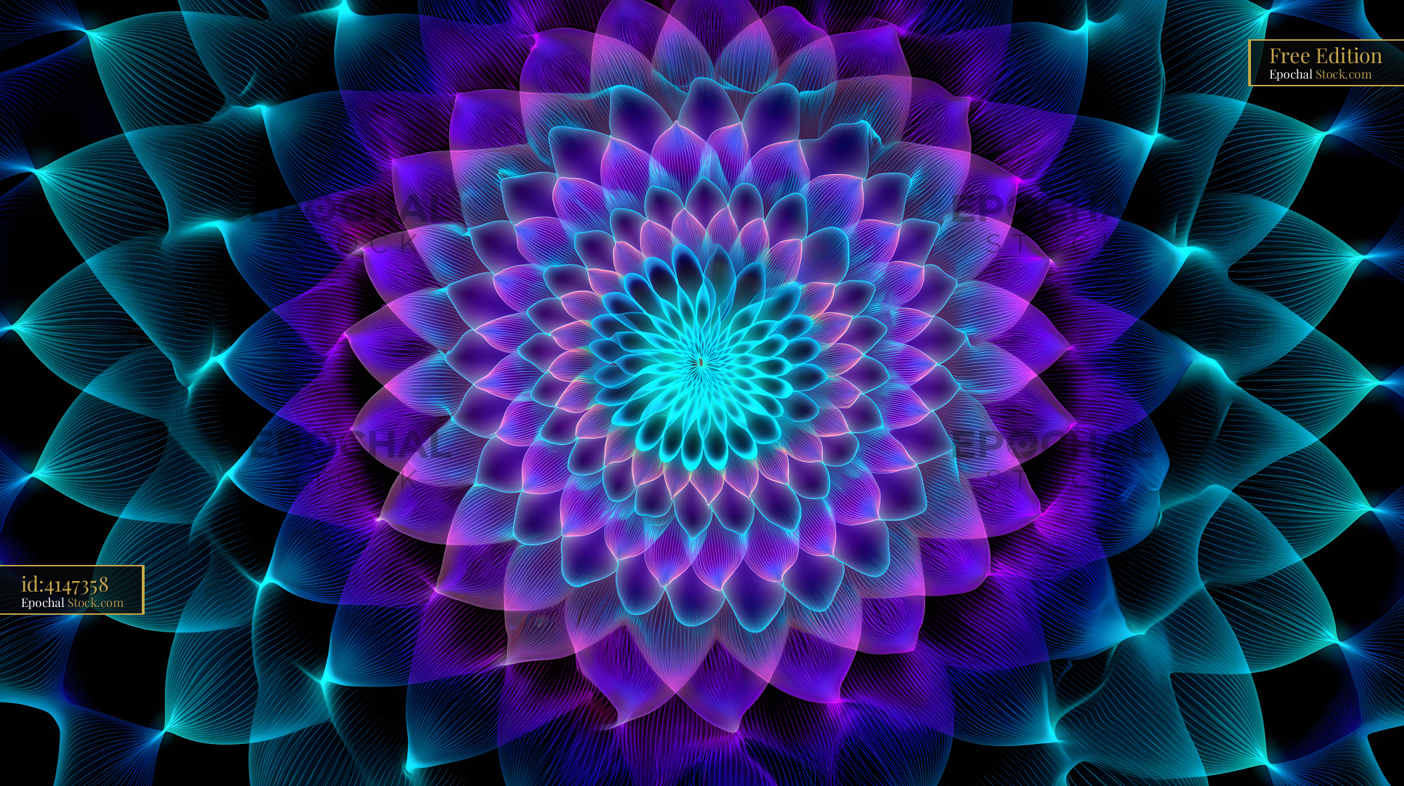 Colorful abstract design with flower pattern in blue and purple Free Premium Stock Photo