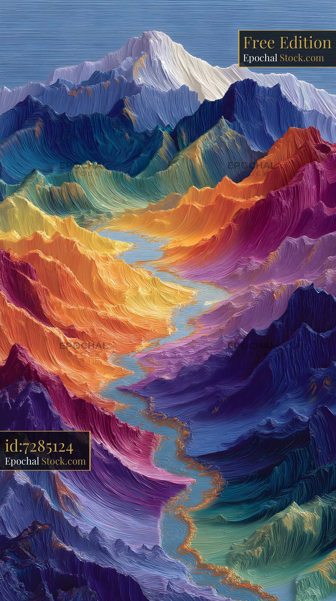 Colorful mountain landscape shows hills and river scene Free Premium Stock Photo