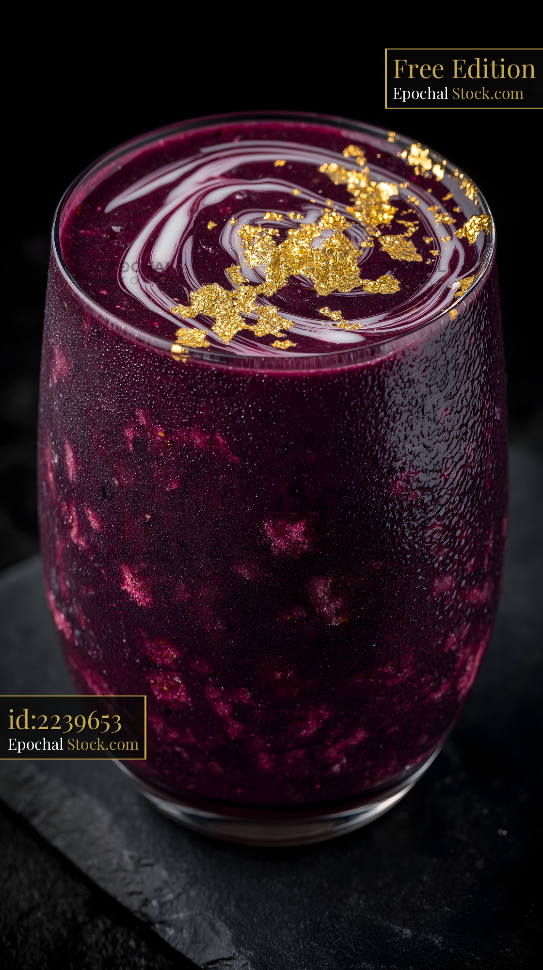 Colorful drink in glass with gold flakes on top Free Premium Stock Image