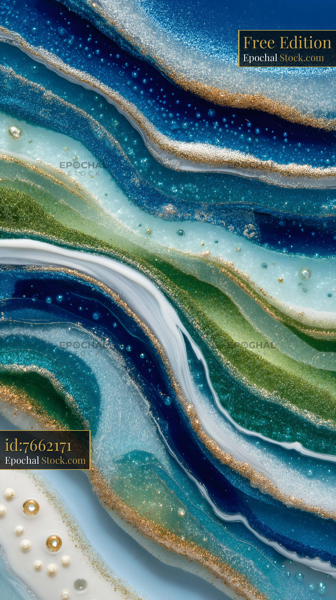 Colorful abstract design showing layers of blue and green lines Free Premium Stock Image