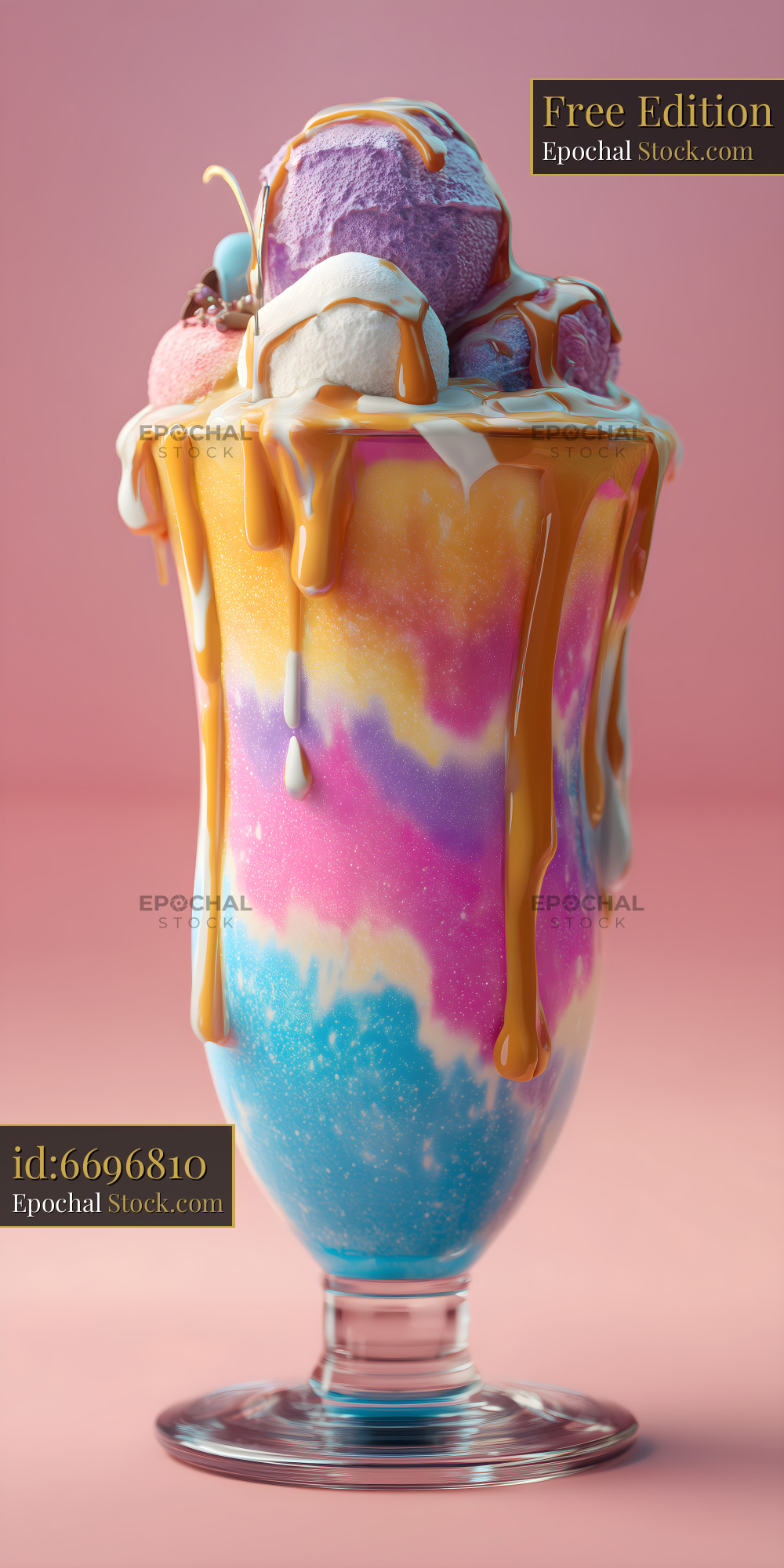 Colorful dessert served in a glass with sweet toppings Free Premium Stock Photo