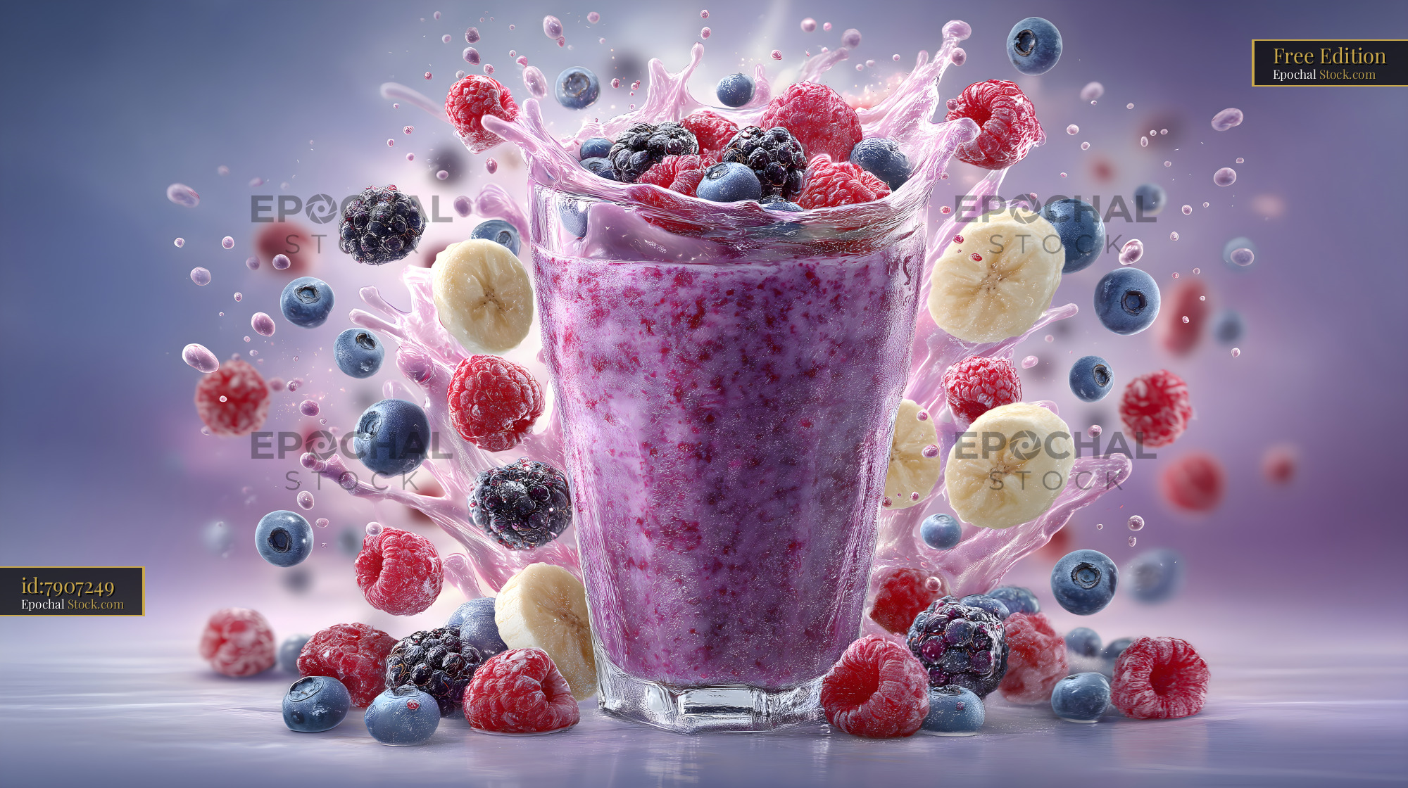 Colorful smoothie with berries splashing around in a glass Free Premium Stock Photo
