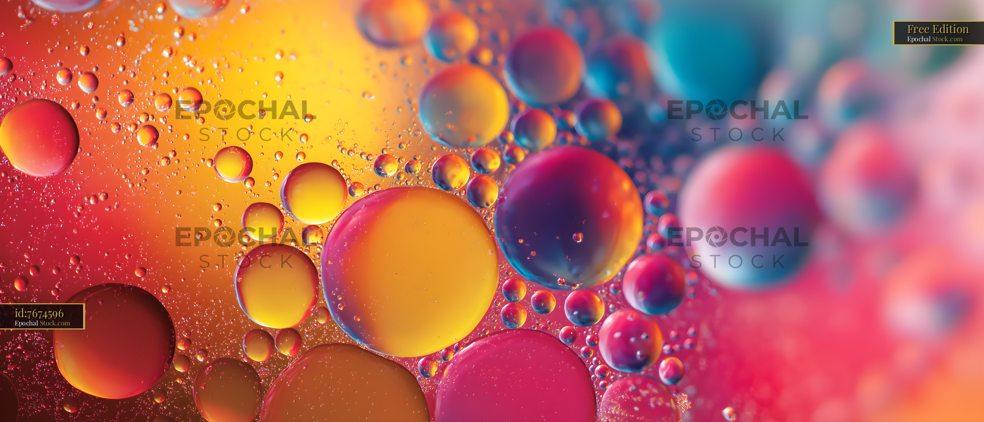 Colorful bubbles floating in liquid with bright background Free Premium Stock Image