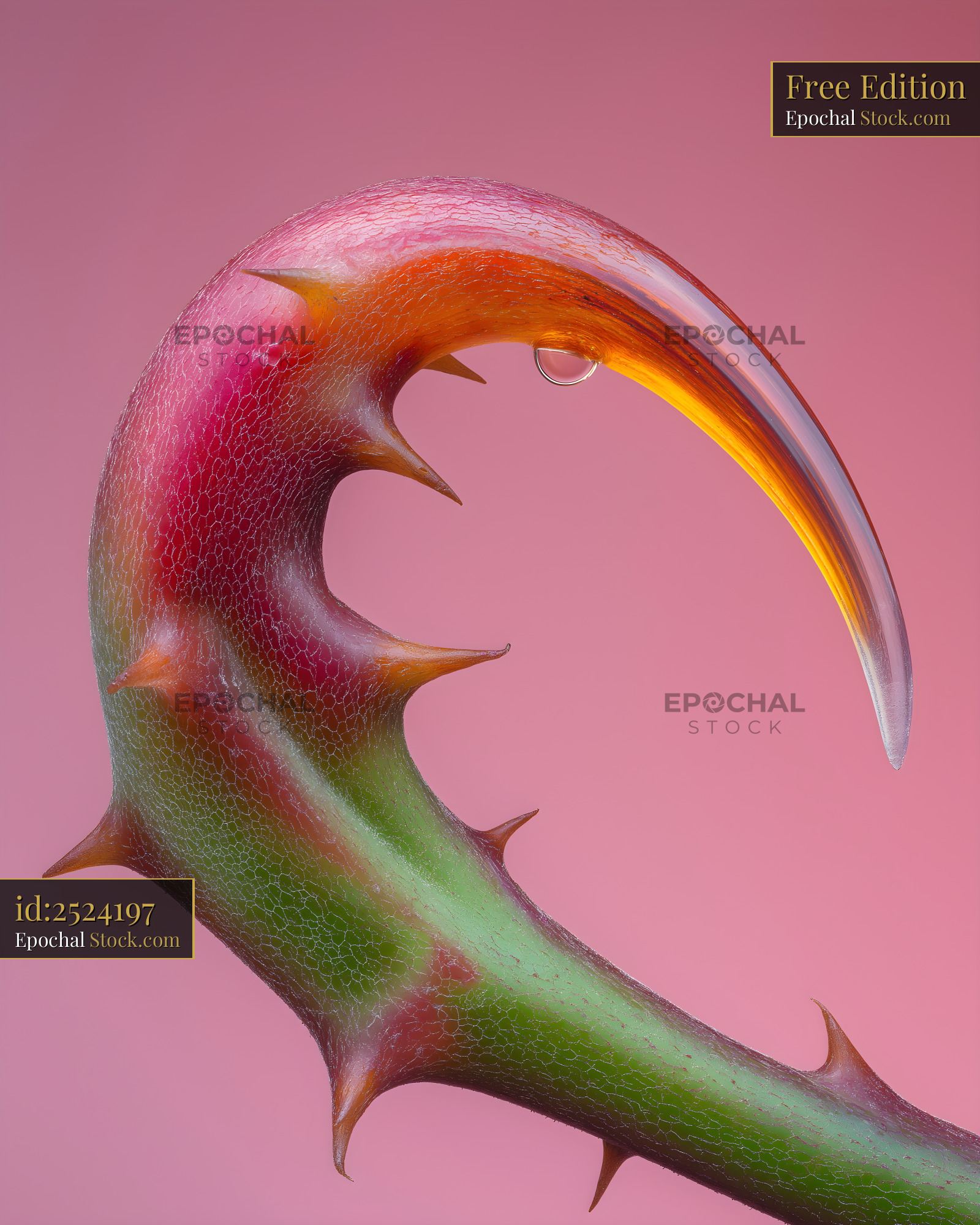 Close up view of a thorny plant with water droplet Free Premium Stock Photo