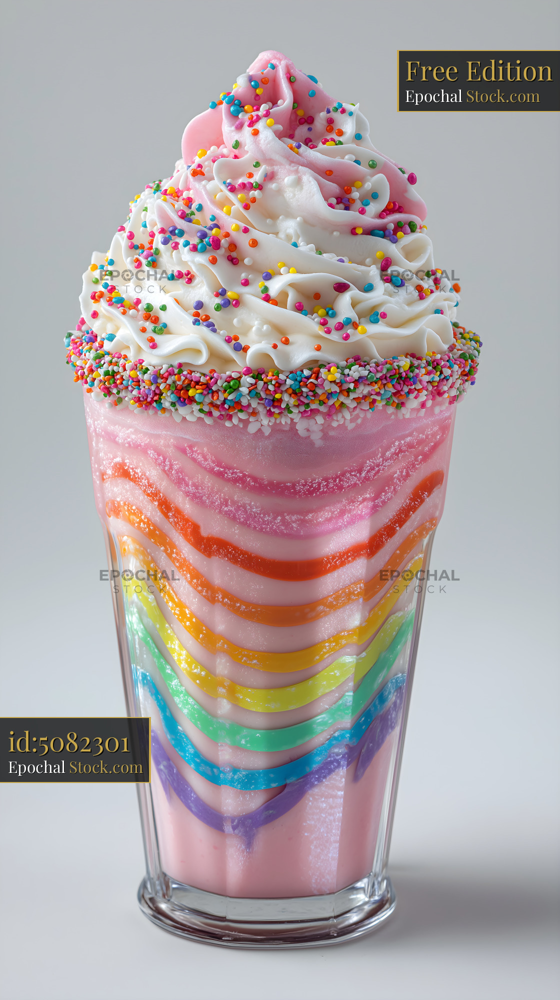 Colorful drink with cream and sprinkles in a glass Free Premium Stock Photo