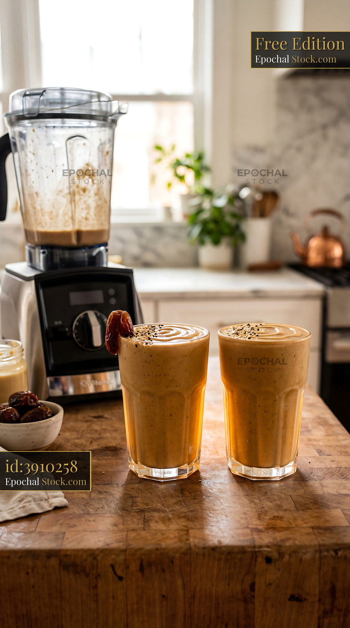 Tahini Date Shakes with Latte Art Ready - stock photo