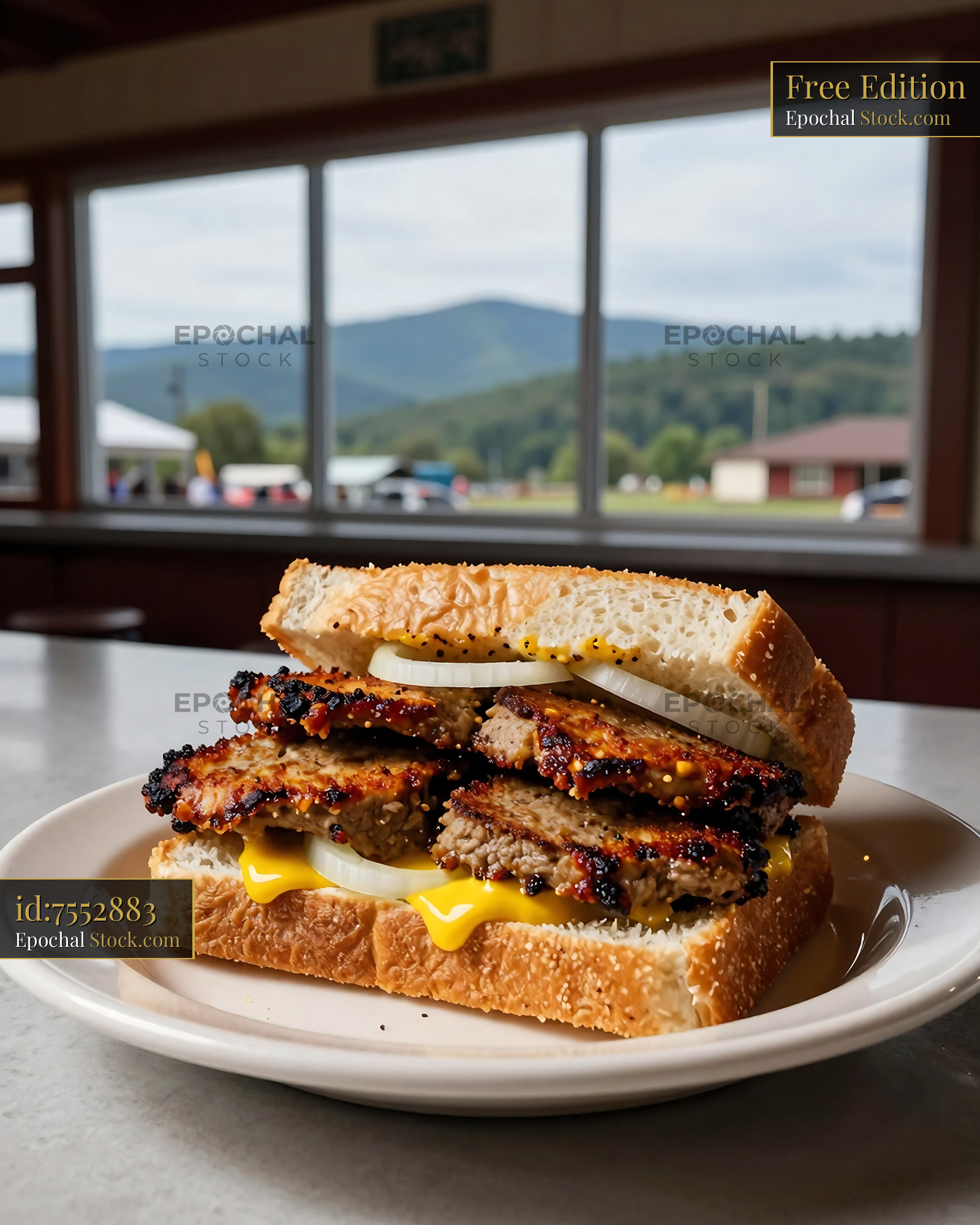 Crispy Livermush Sandwich Mountain View - stock photo