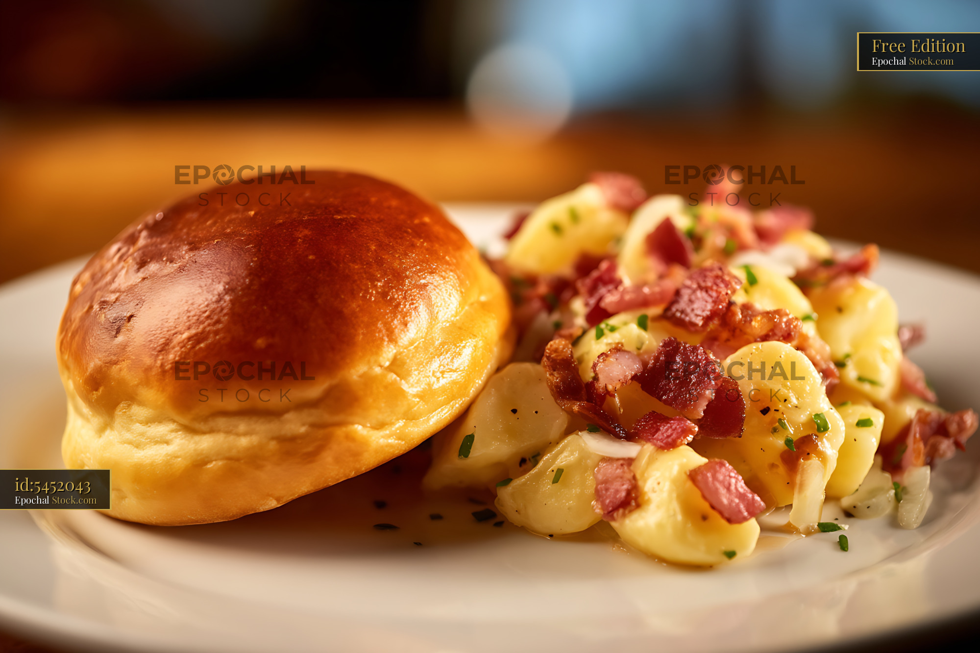 Freshly Baked Bierocks with Crispy Bacon Potato Hash - stock photo