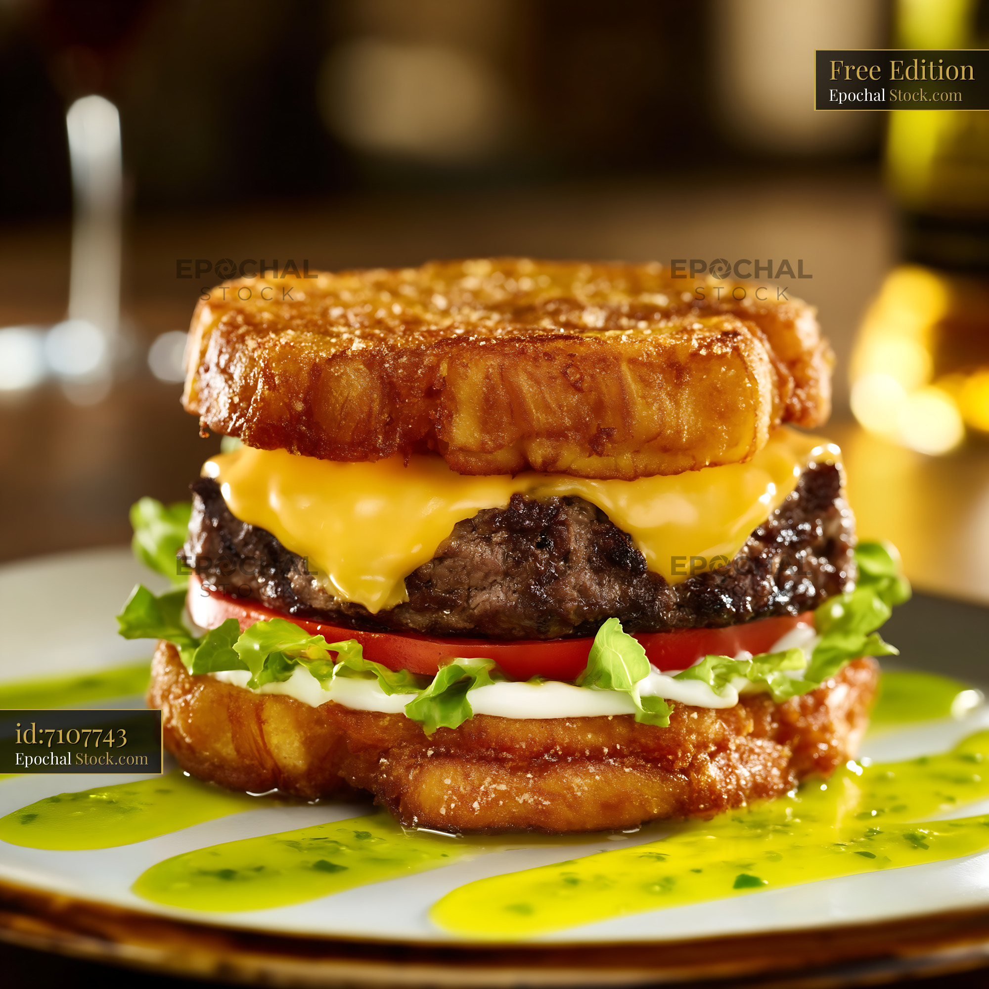 Jibarito Burger with Plantain Bun & Cheese - stock photo