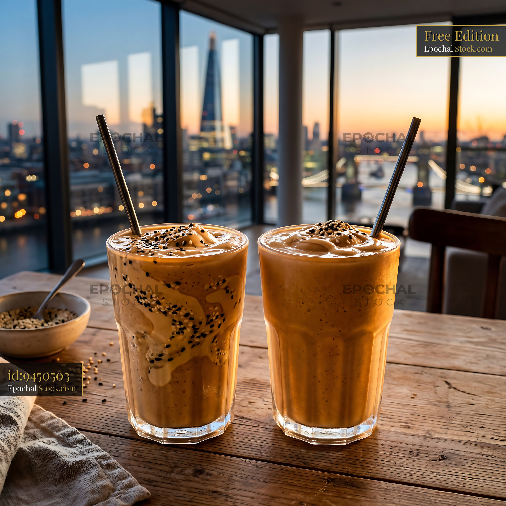 Tahini Date Shakes: Urban Luxury - stock photo