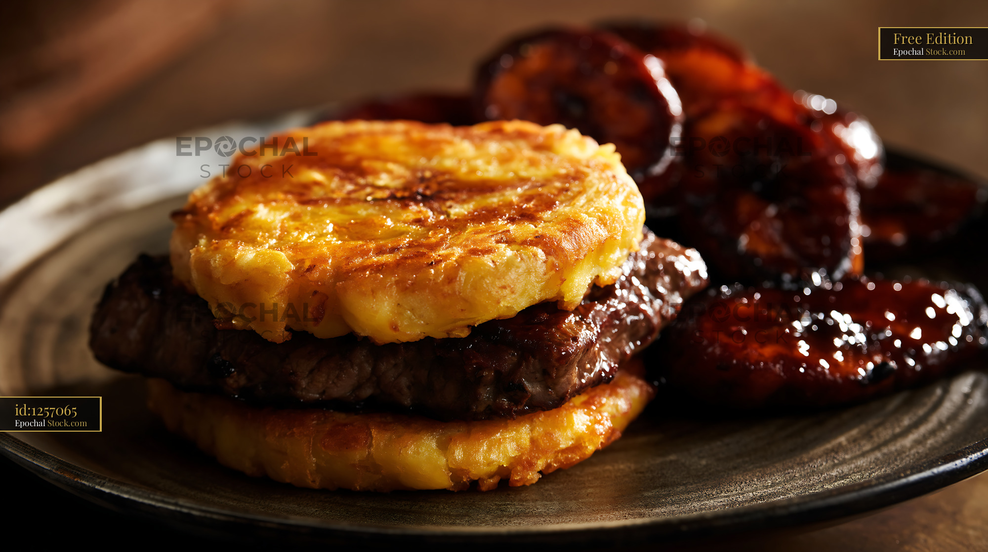 Jibarito Burger with Plantain Buns - stock photo