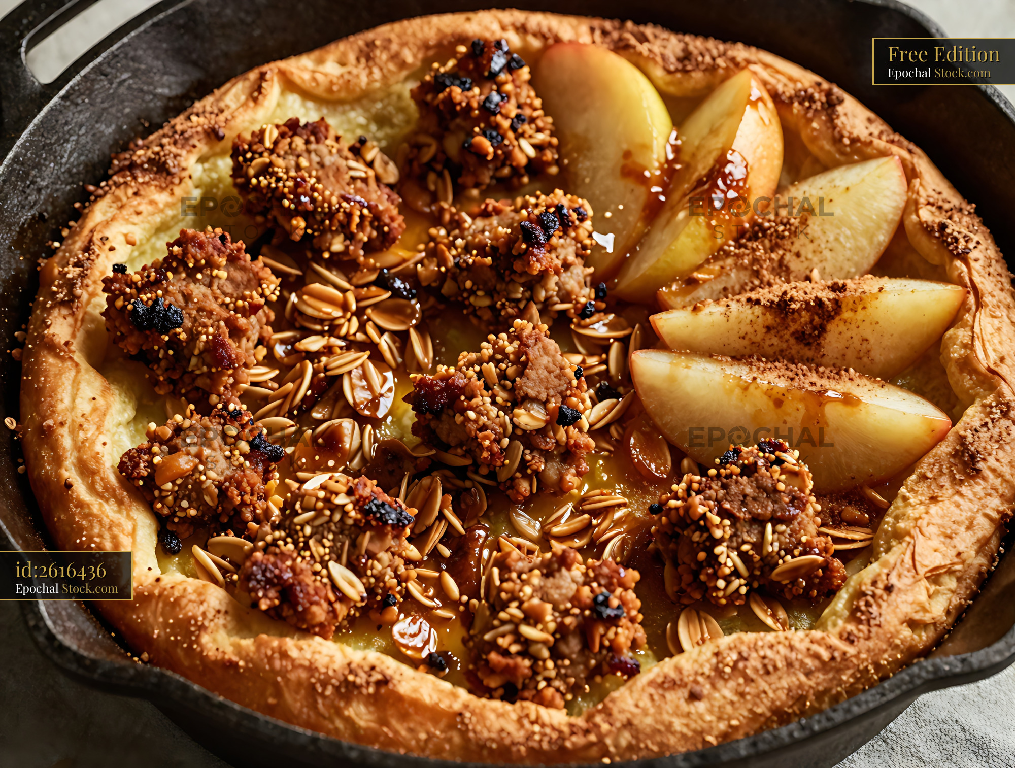 Goetta Skillet with Apples and Cinnamon - stock photo