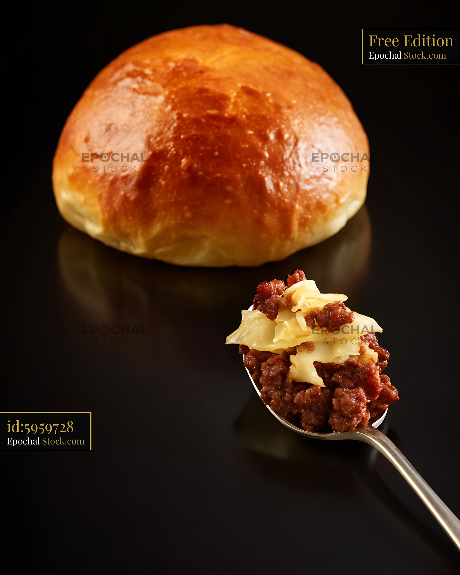 Bierocks with Meat and Sauerkraut Filling on Black Background - stock photo