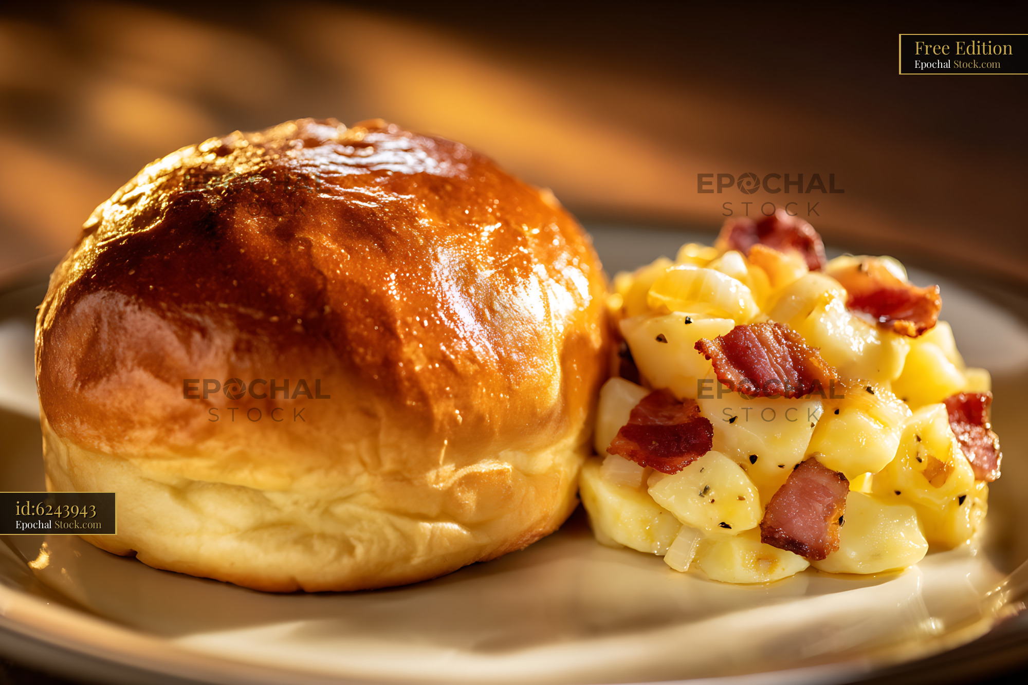 Golden Bierocks with Bacon Potato Salad - stock photo