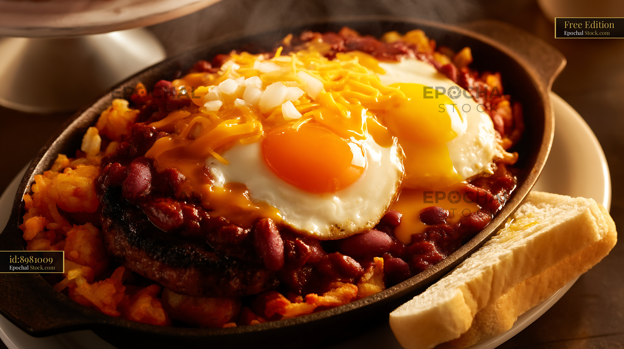 St. Louis Slinger Skillet with Fried Eggs - stock photo