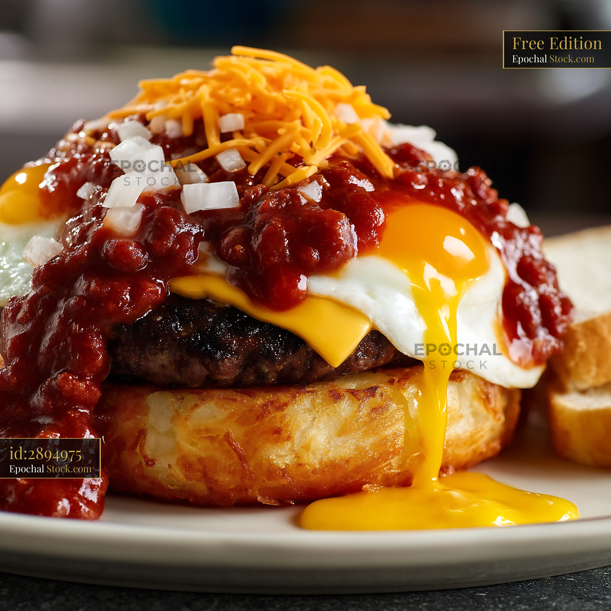 St. Louis Slinger with Egg & Chili - stock photo