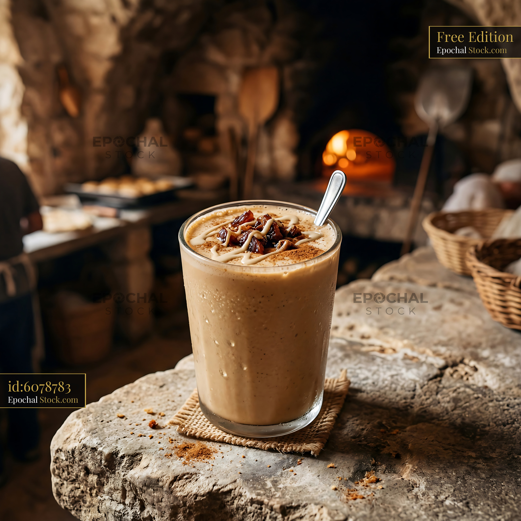 Tahini Date Shake with Dates Stone Cave - stock photo