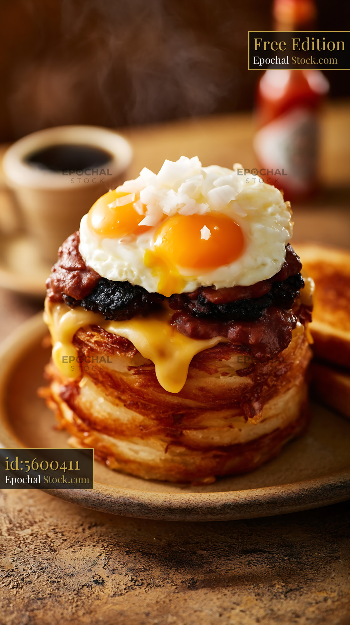 Gourmet St. Louis Slinger with Fried Eggs - stock photo