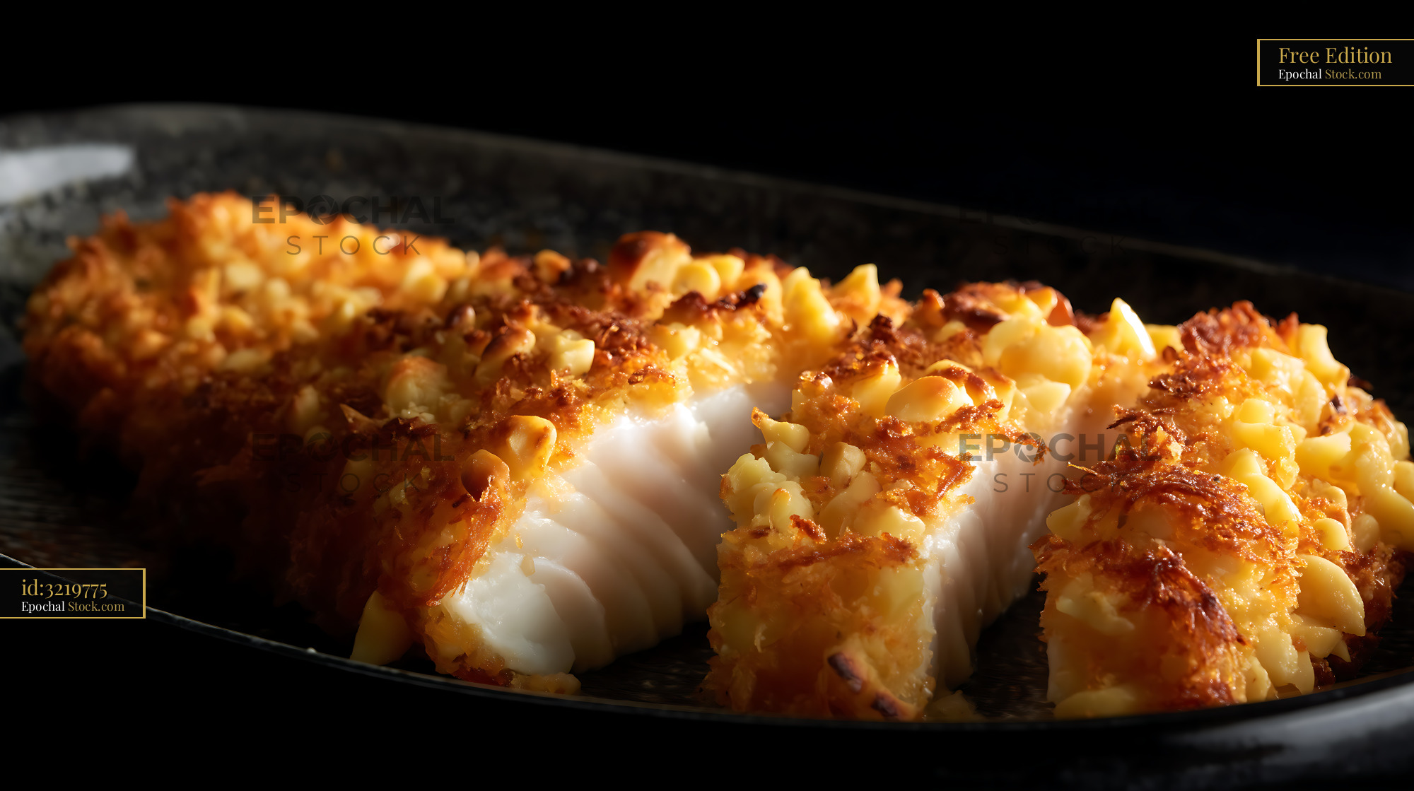 Golden Macadamia Crusted Fish Fillets - stock photo