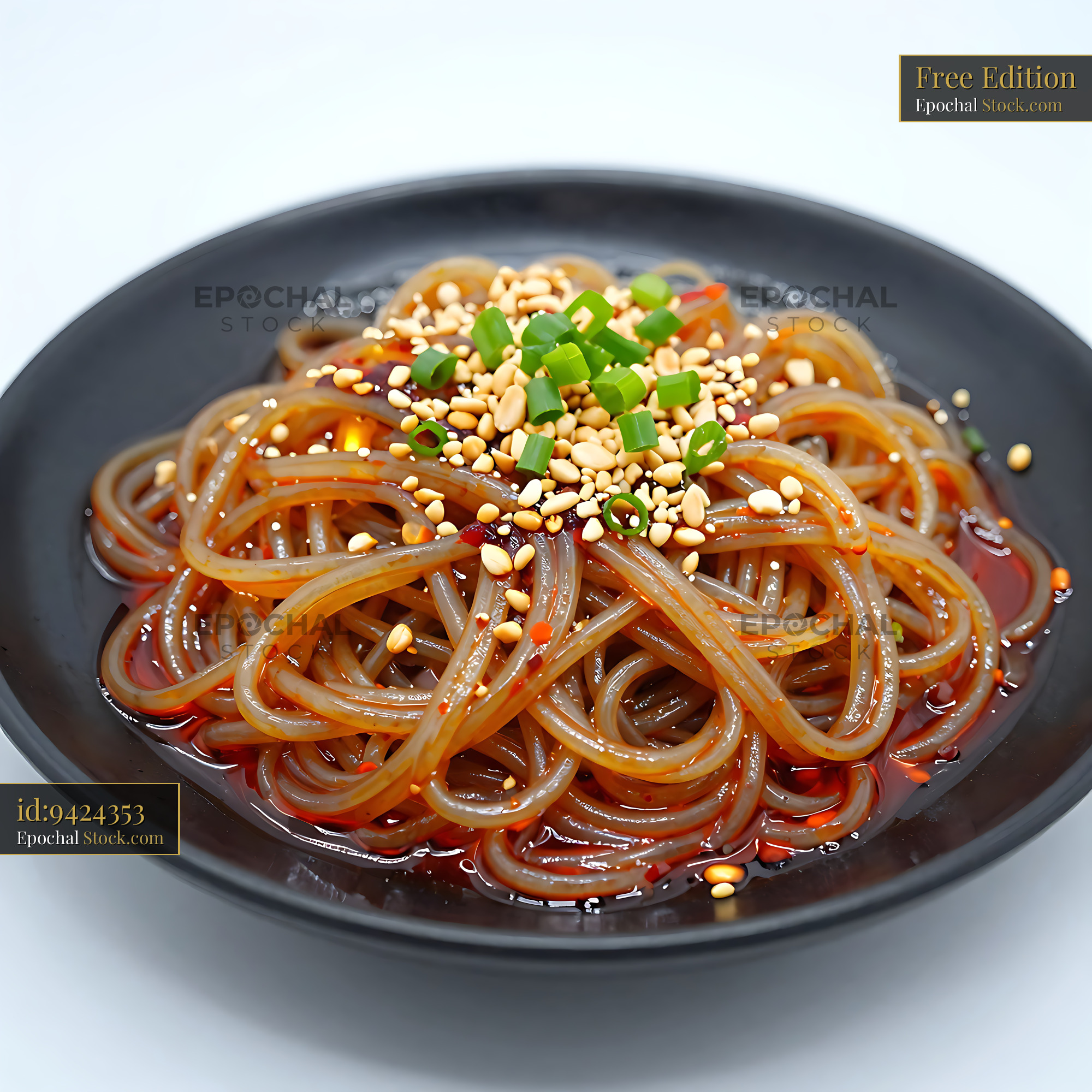 Sichuan Glass Noodle Salad with Sesame Garnish - stock photo