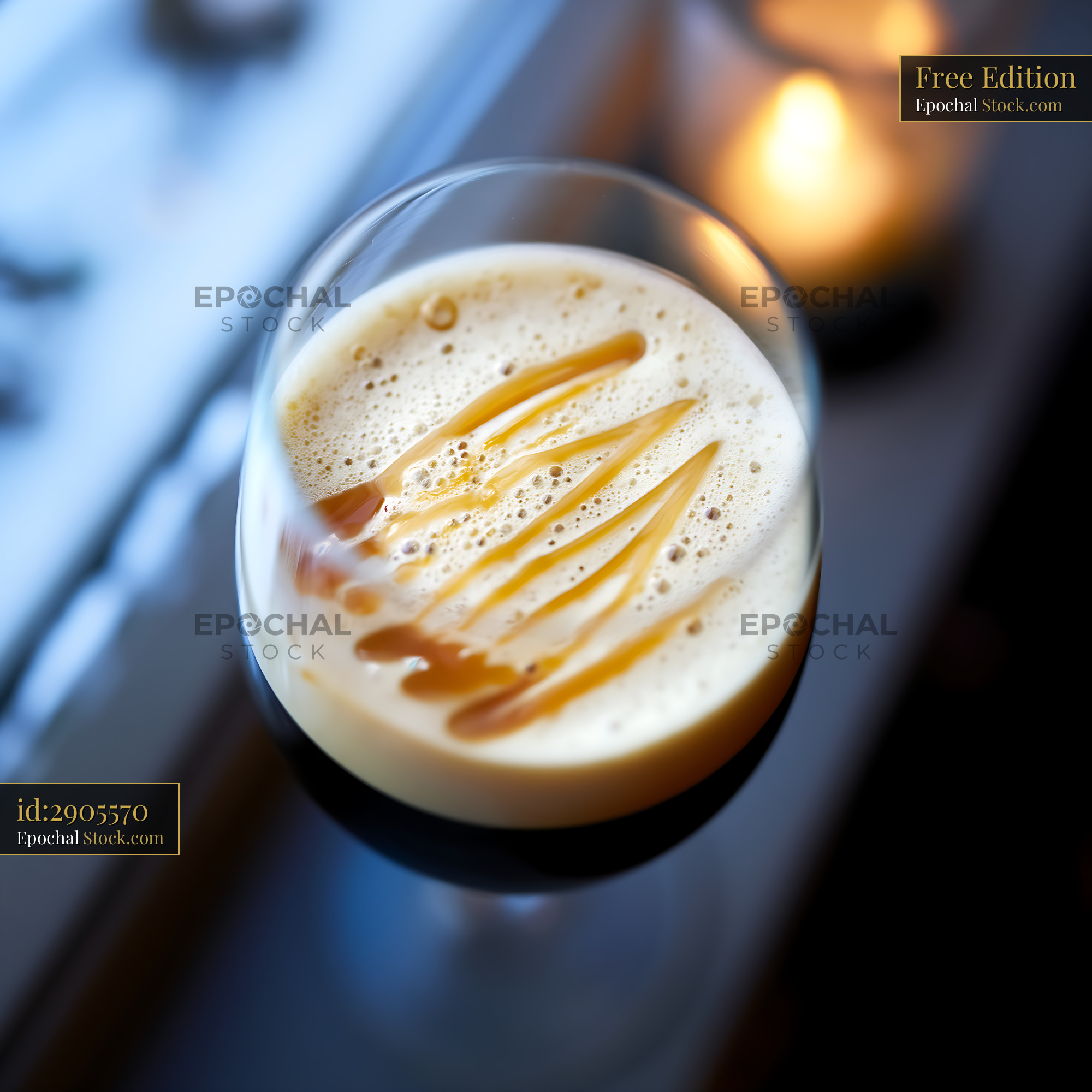 Nitro Caramel Coffee Topped With Drizzle - stock photo