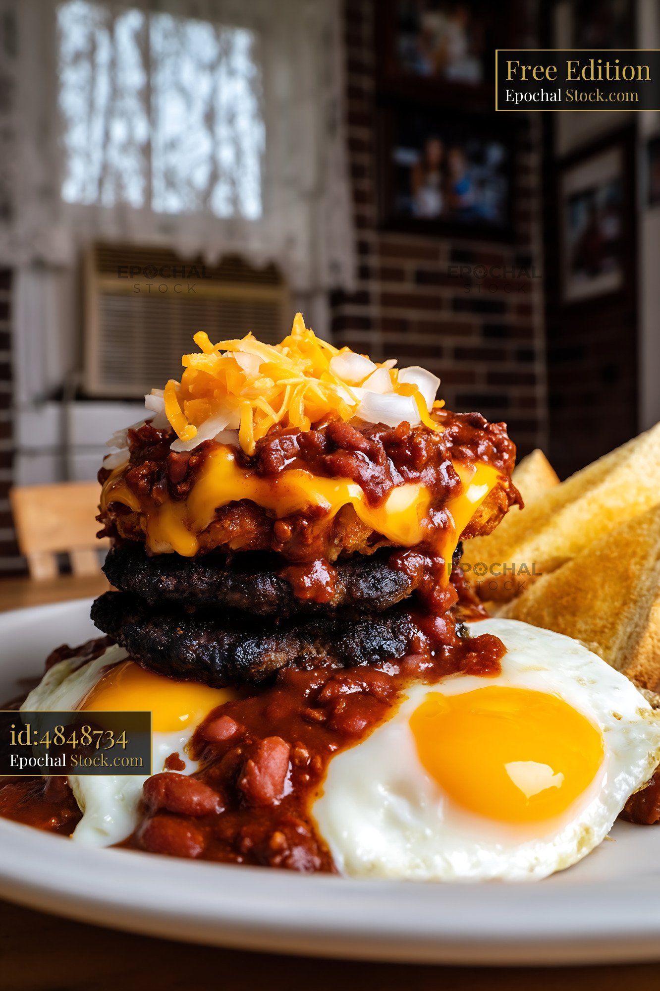 St. Louis Slinger: Gourmet Burger with Fried Eggs - stock photo