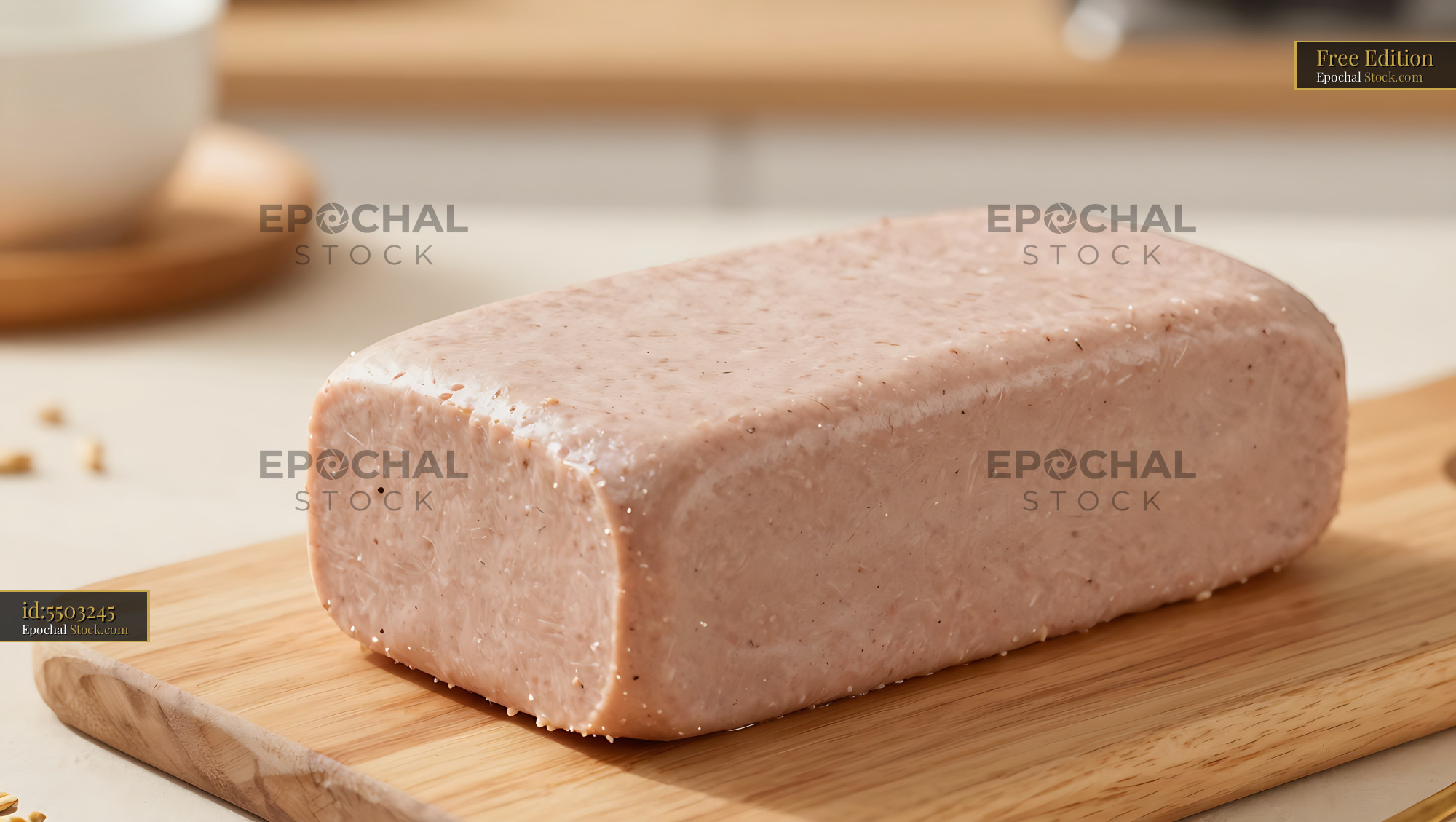 Pate Block with Black Pepper on Wooden Board - stock photo