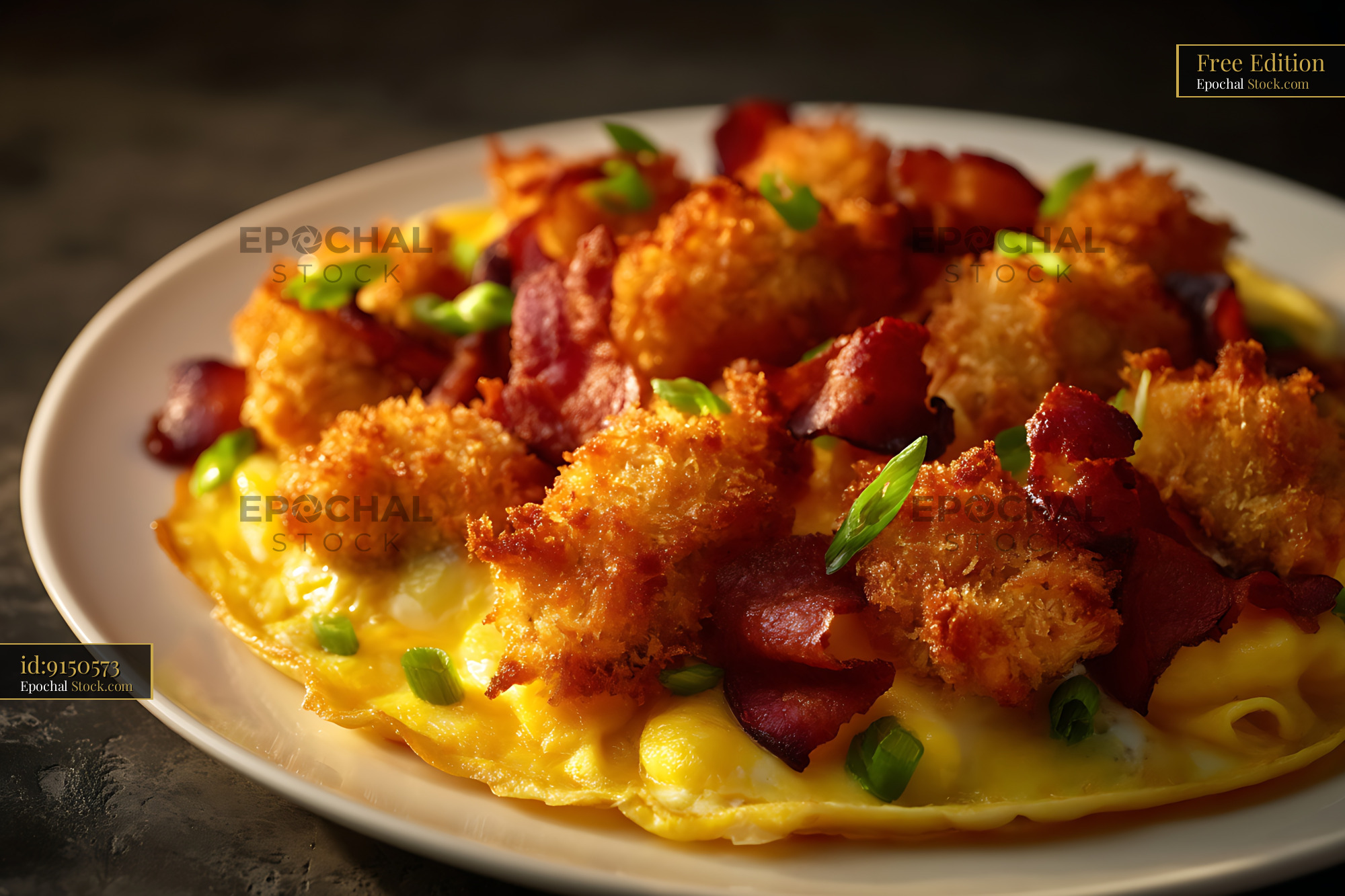 Crispy Shrimp with Creamy Corn and Beets - stock photo