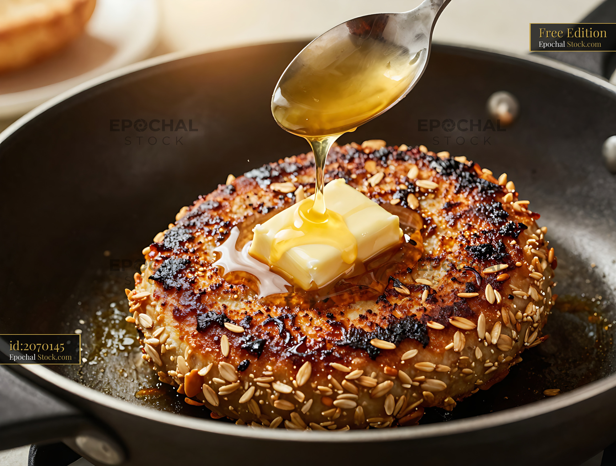 Goetta Pan-Seared with Butter and Honey Drizzle - stock photo
