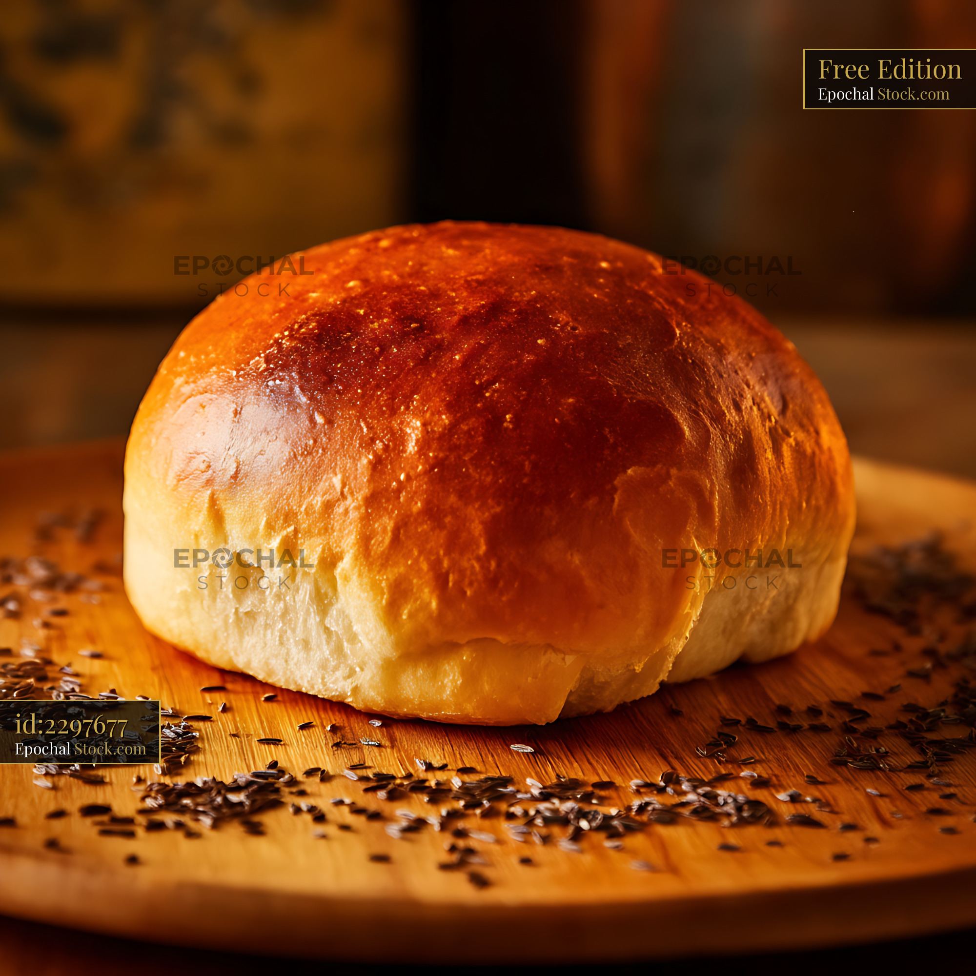 Freshly Baked Artisan Bread Roll with Sesame - stock photo