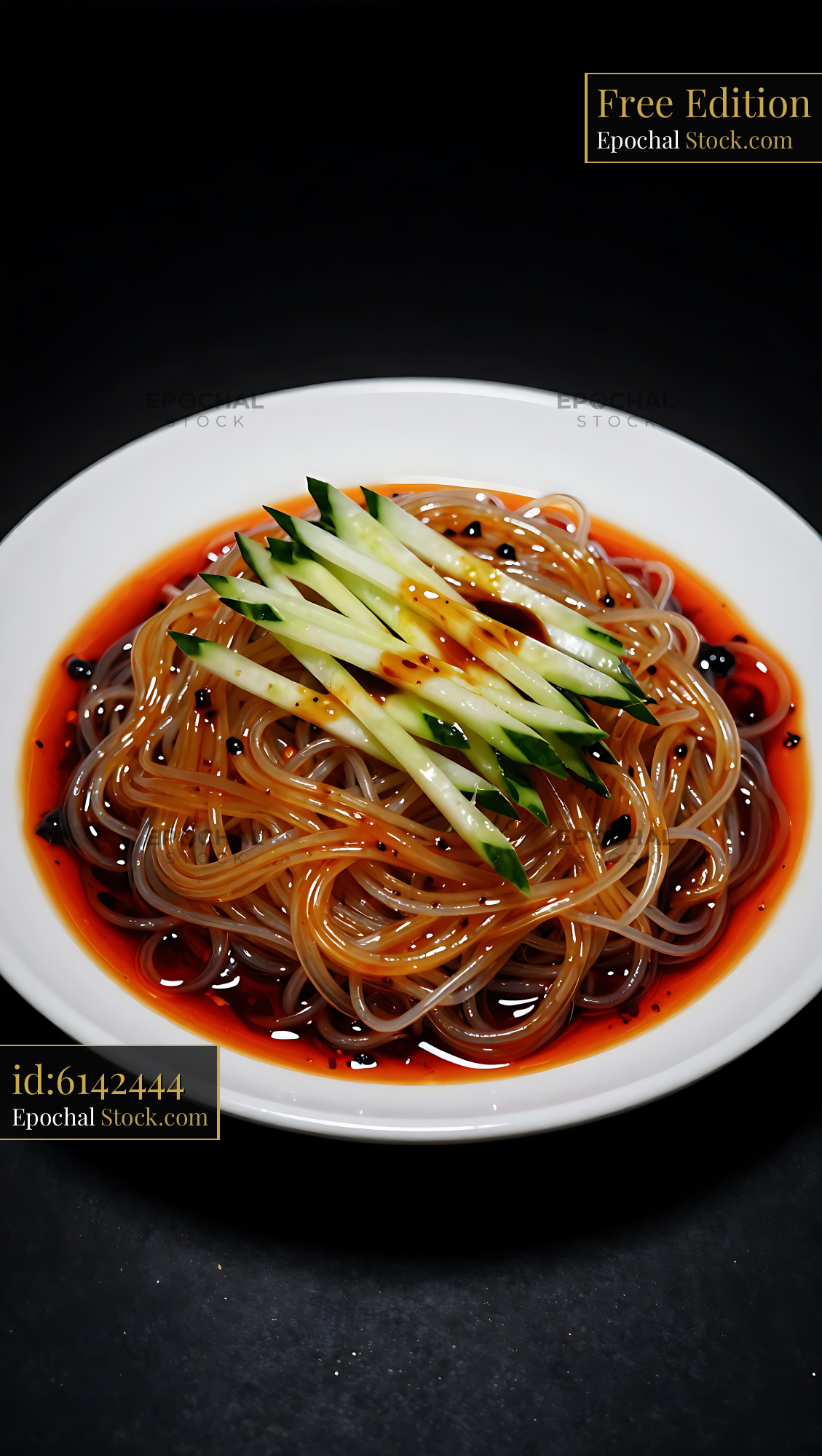 Spicy Sichuan Glass Noodle Salad Plated - stock photo