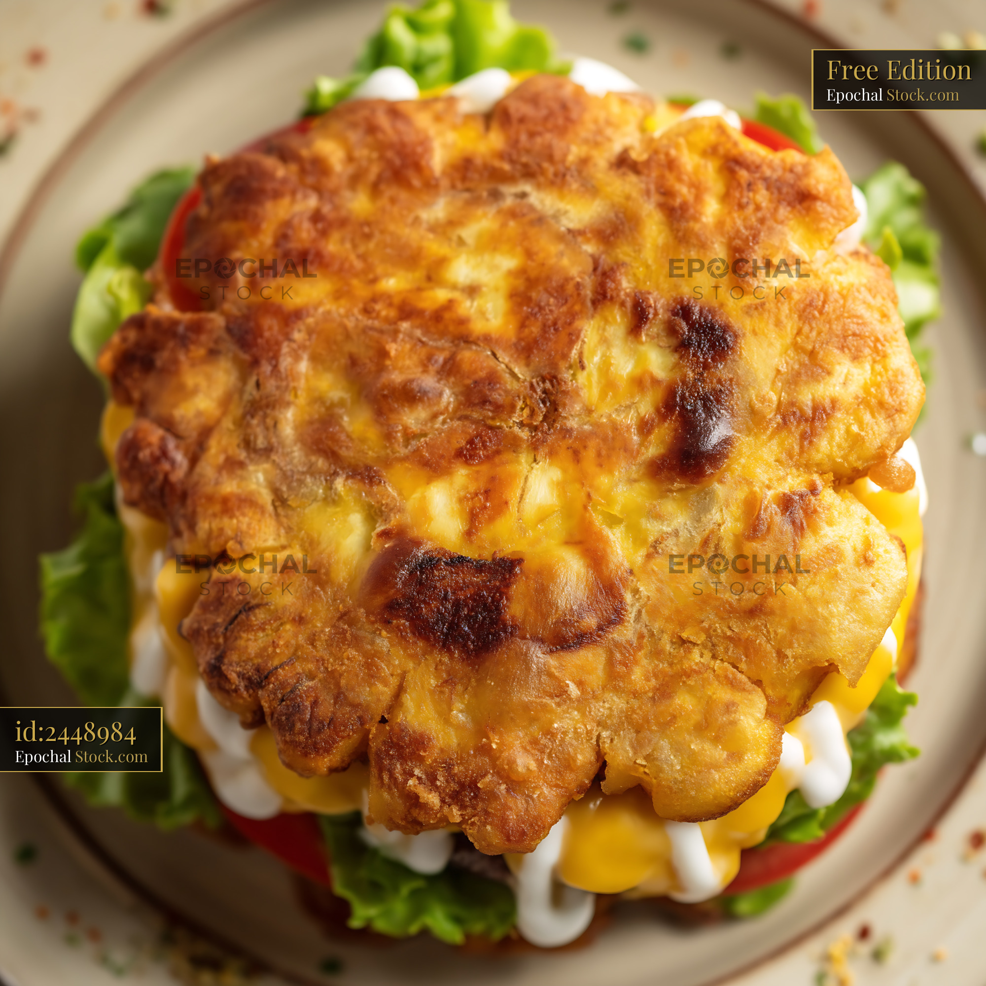 Golden Tater Tot Tower with Melted Cheese - stock photo
