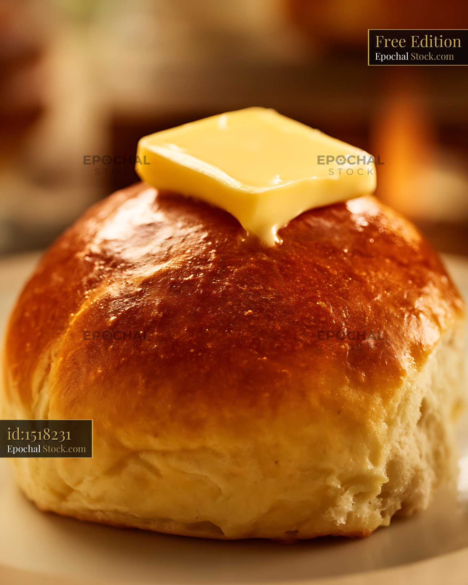 Bierocks with Melting Butter on Rustic Surface, Freshly Baked - stock photo