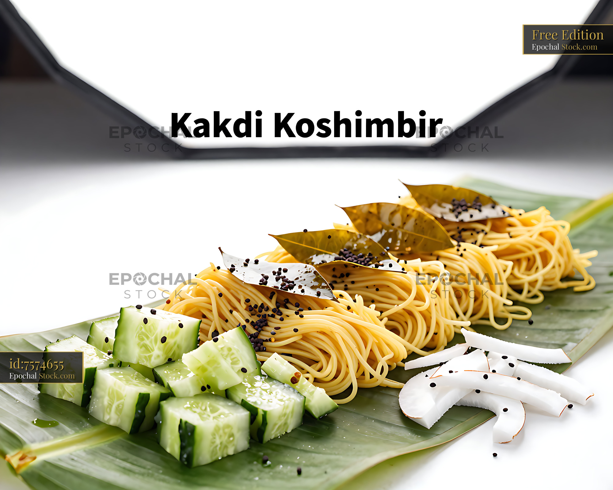 Kakdi Koshimbir: Cucumber Salad with Sev - stock photo
