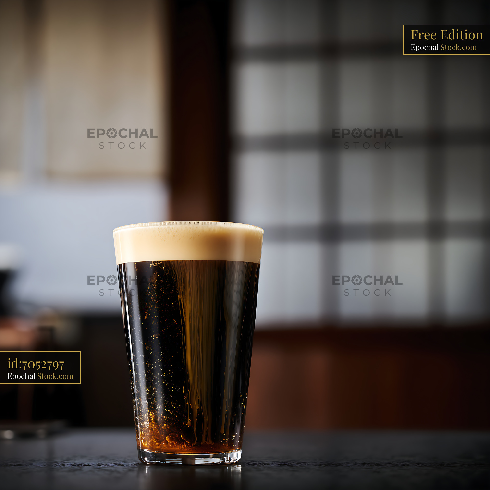 Nitro Stout Beer with Creamy Head in Pint Glass - stock photo