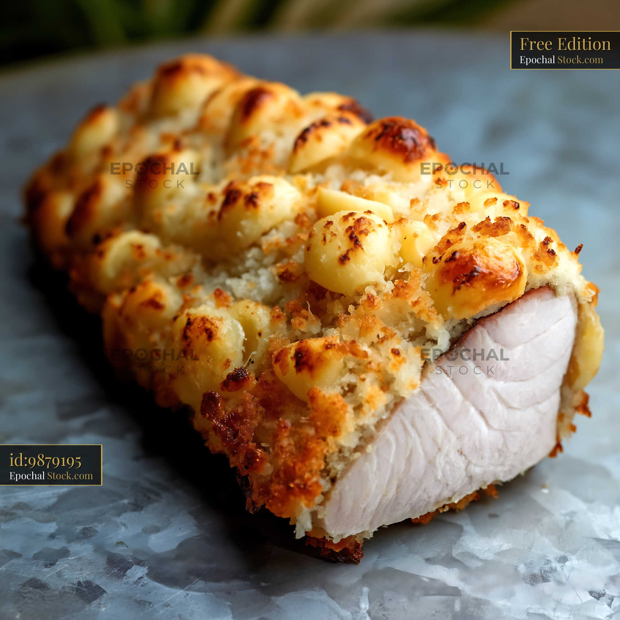 Baked Fish Fillet with Golden Potato Crust - stock photo