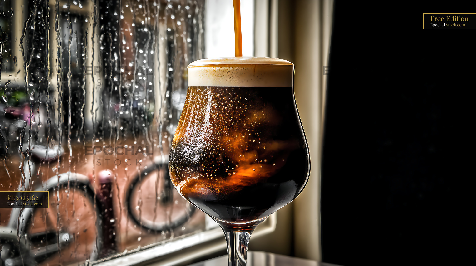 Nitro Caramel Coffee Refreshing Rainy Day - stock photo