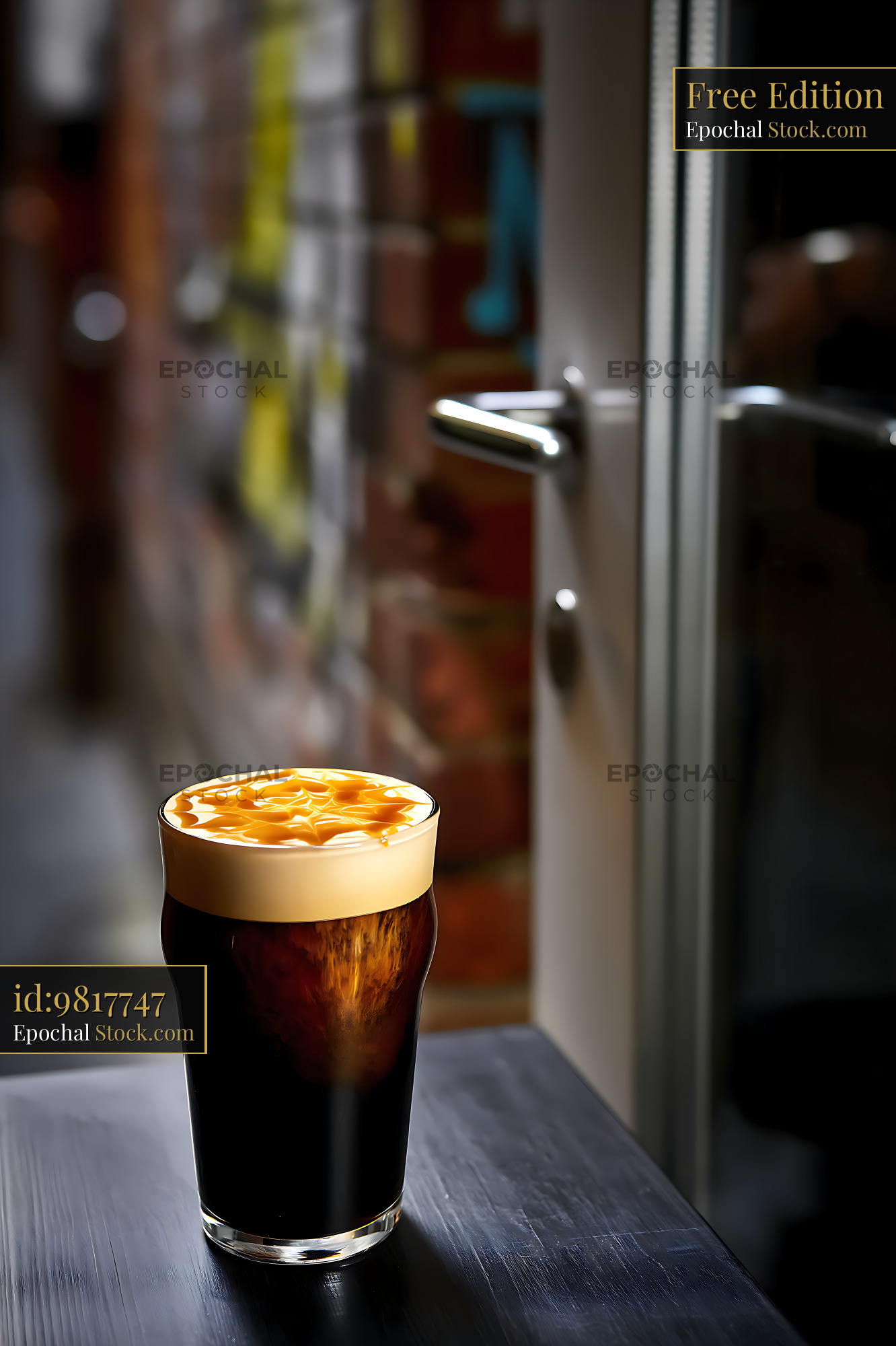 Artisanal Dark Beer with Latte Art Design - stock photo
