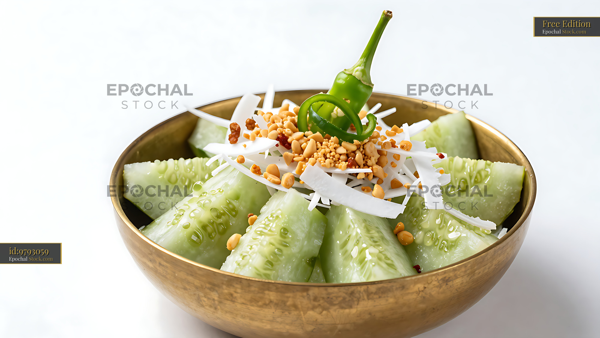 Fresh Kakdi Koshimbir Indian Cucumber Salad - stock photo