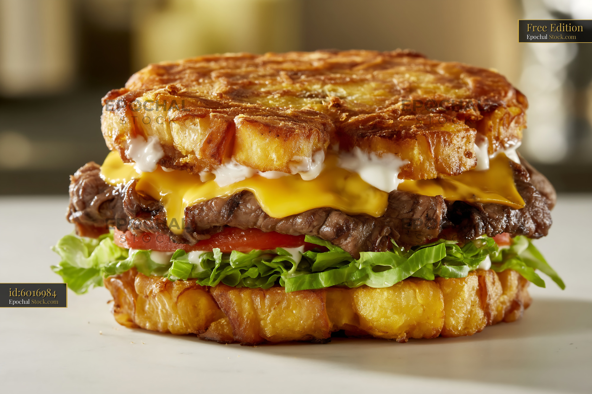 Gourmet Beef Burger on Toasted Brioche Bun - stock photo